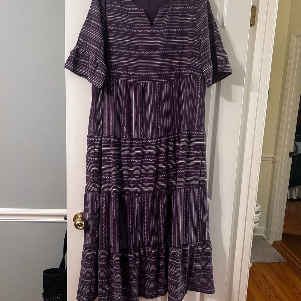 SHEIN Striped Purple Midi Dress